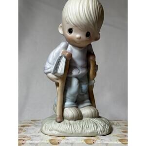 Vintage 1979 Precious Moments He Watches Over Us All Jonathan & David Crutches